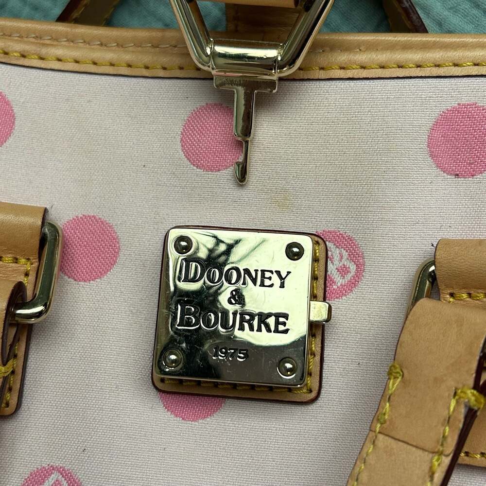 Vintage Dooney & Bourke Pink Polka Dot Leather Bucket Bag - Picture 5 of 9